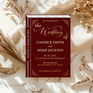 Fairy Tale Whimsical Book Cover Burgundy Wedding
