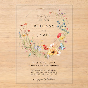 Fairy Tale Wildflower Wedding Acrylic Invitations