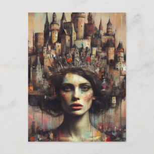Fairy Tale Woman With Castle City on Her Head Postcard