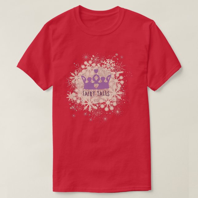 Fairy Tales Crown Princess Queen Christmas Snowfla T-Shirt (Design Front)