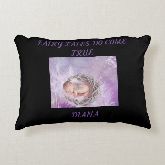 'Fairy tales do come true" throw pillow. Decorative Cushion (Front)