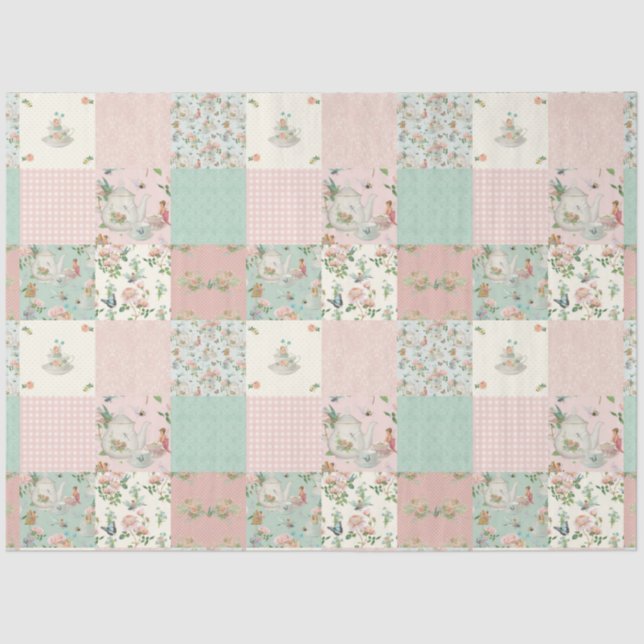 Fairy Tea Party Floral Pink Roses Baby Nursery Tissue Paper (Front)