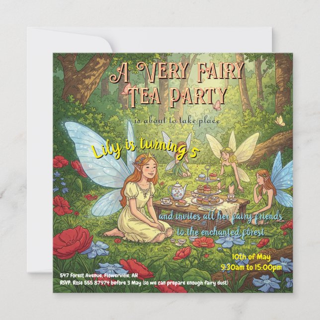 Fairy Tea Party Invitation (Front)