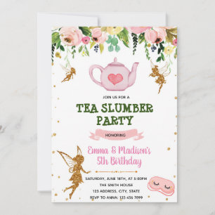Fairy tea sleepover theme invitation