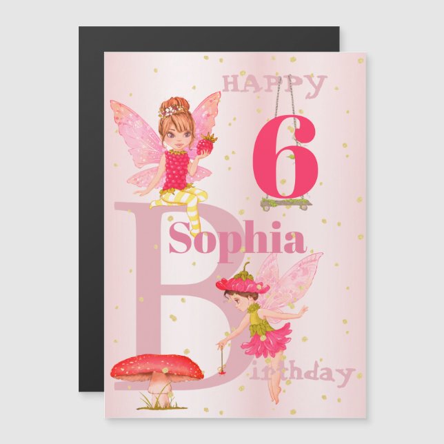 Fairy Theme Girl  Pink Gold  Child Personal Age  (Front/Back)