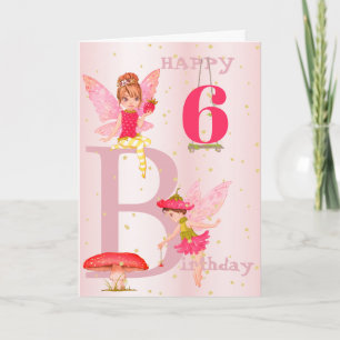 Fairy Theme Girl Pink Gold Child Personal Age Card