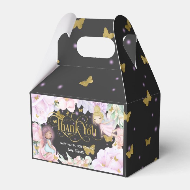 Fairy themed, enchanted garden party birthday favour box (Front Side)