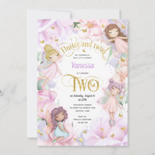 Fairy themed, Girl 2nd birthday Invitation