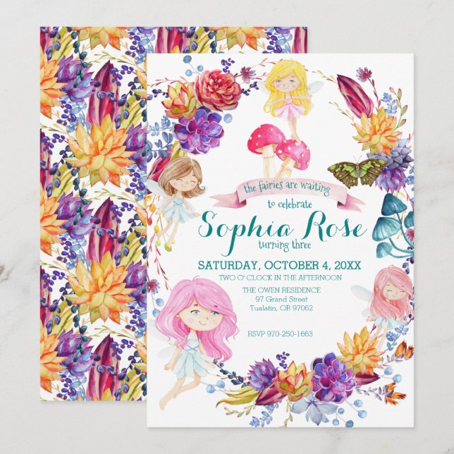 Fairy Themed Party Invitation (Front/Back)