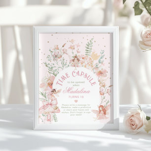 Fairy Time Capsule Whimsical Pink Arch Birthday Poster