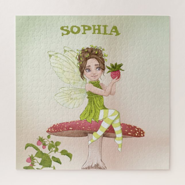 Fairy Toadstool Dark Hair Cute Personal      Jigsaw Puzzle (Vertical)