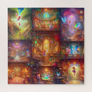 Fairy Treehouse Realm Magical Fae Forest Abode Jigsaw Puzzle