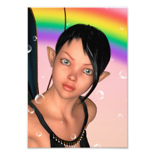 Fairy under Rainbow Photo Print
