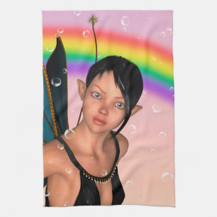 Fairy under Rainbow Tea Towel