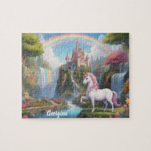 Fairy Unicorn and Castle Personalised Jigsaw Puzzle