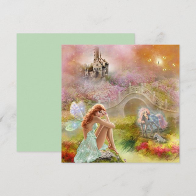 Fairy & Unicorn Fairytale Castle Card (Front/Back)
