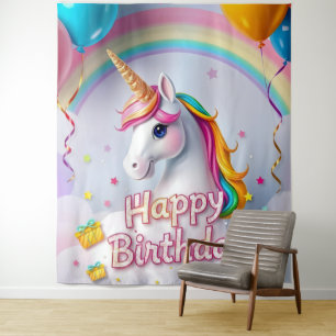 Fairy Unicorn Party Backdrop Birthday Banner Tapestry