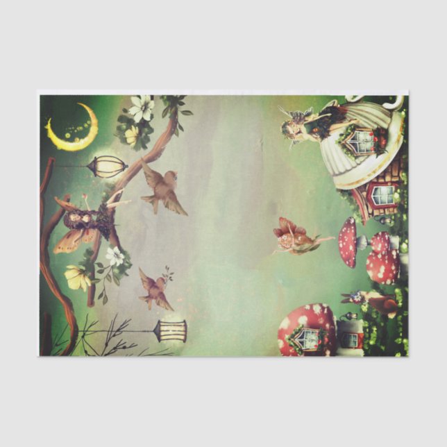 Fairy Village Decoupage  Tissue Paper (Front)