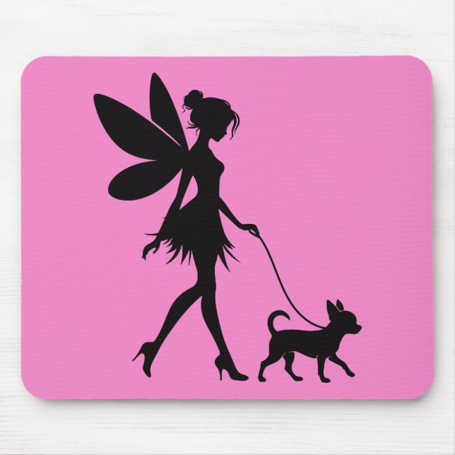Fairy Walking Chihuahua Mouse Mat (Front)