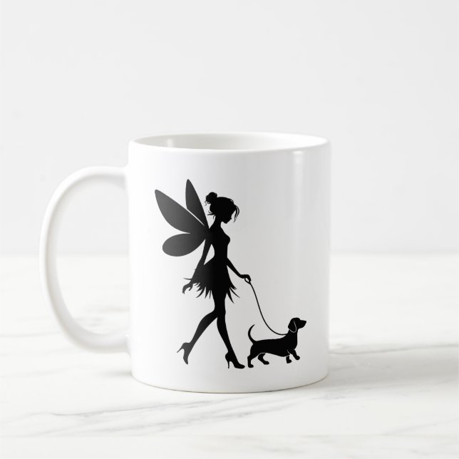 Fairy Walking Dachshund  Coffee Mug (Left)