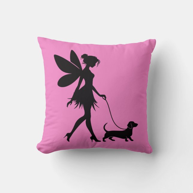 Fairy Walking Dachshund  Cushion (Front)