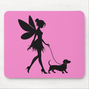 Fairy Walking Dachshund Mouse Mat