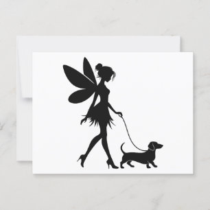 Fairy Walking Dachshund  Postcard