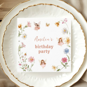 Fairy Watercolor Colourful Widflower Girls Birthda Napkin