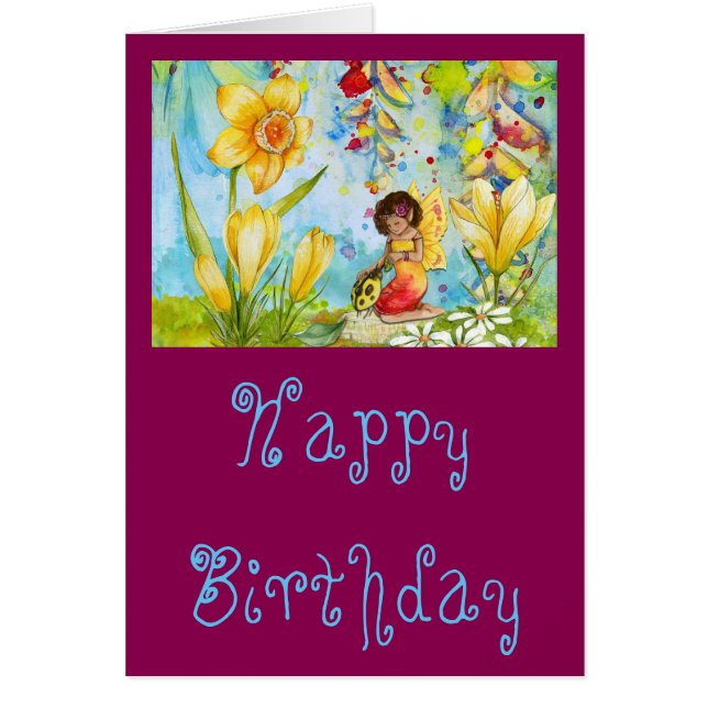 Fairy watercolourbirthday children's whimsical (Front)