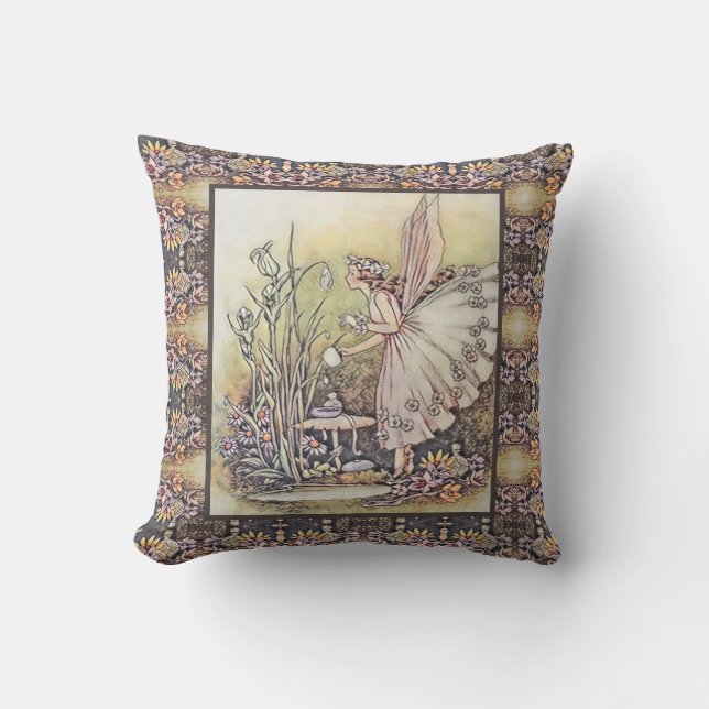 Fairy Watering Flowers  Cushion (Front)