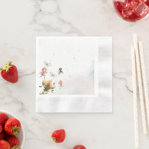 Fairy whimsical garden paper napkins 