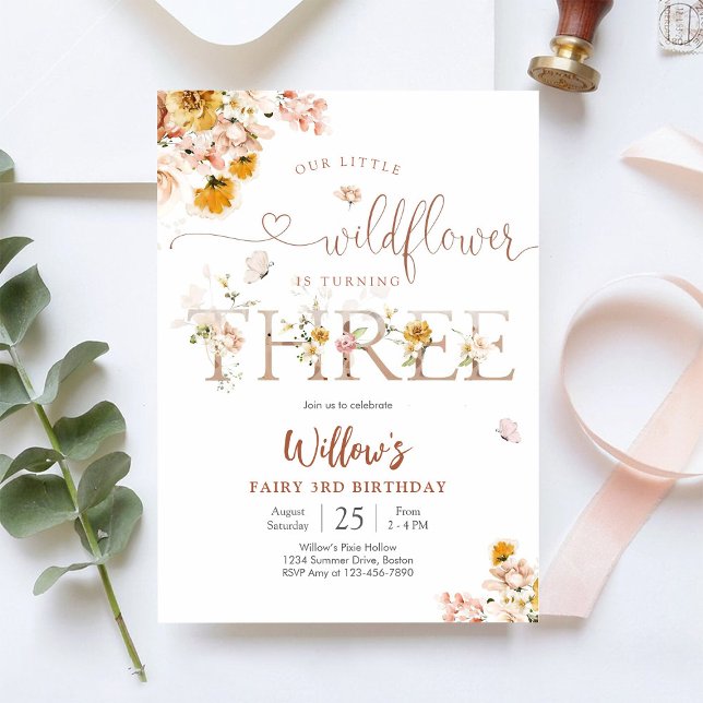 Fairy Wildflower 3rd Birthday Invitation (Creator Uploaded)