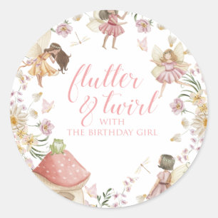 Fairy wildflower birthday classic round sticker