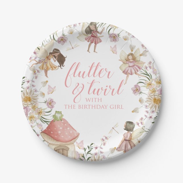 Fairy wildflower birthday paper plate (Front)