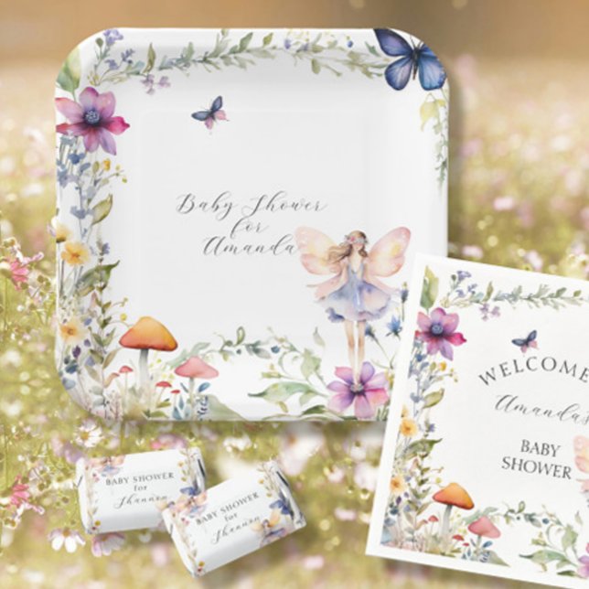 Fairy Wildflower Butterfly Garden Baby Girl Shower Paper Plate (Creator Uploaded)