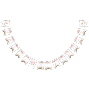 Fairy Wildflower Pink Birthday Invitation  Bunting