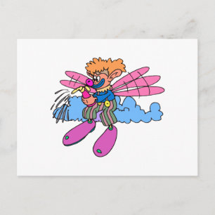 fairy wing clown postcard