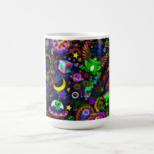 Fairy Wing Frog Sticker   Cute Trippy Neon Frog Ar Coffee Mug