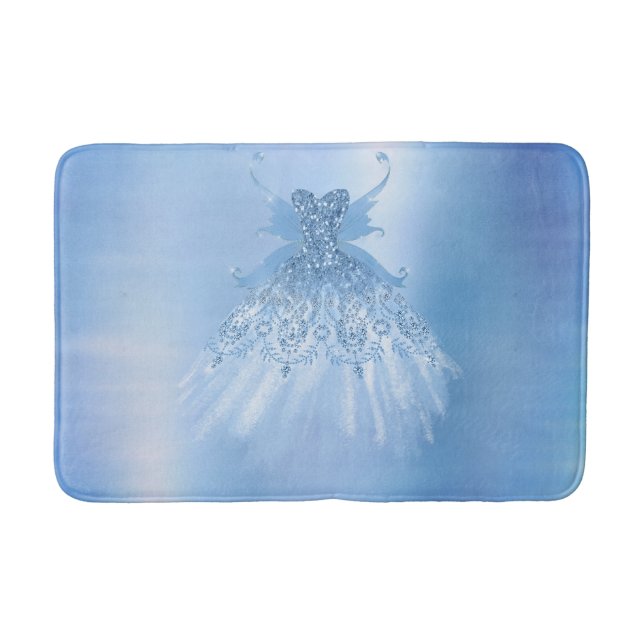 Fairy Wing Ice Gown | Frost Blue Iridescent Sheen Bath Mat (Front)