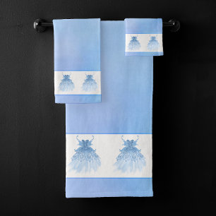 Fairy Wing Ice Gown   Frost Blue Iridescent Sheen Bath Towel Set