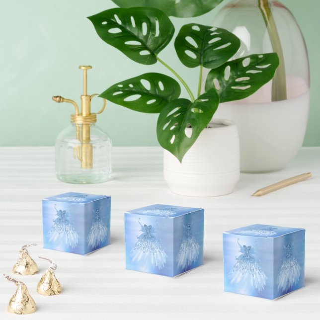 Fairy Wing Ice Gown | Frost Blue Iridescent Sheen Favour Box (Multiple)