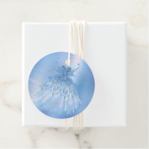 Fairy Wing Ice Gown   Frost Blue Iridescent Sheen Favour Tags