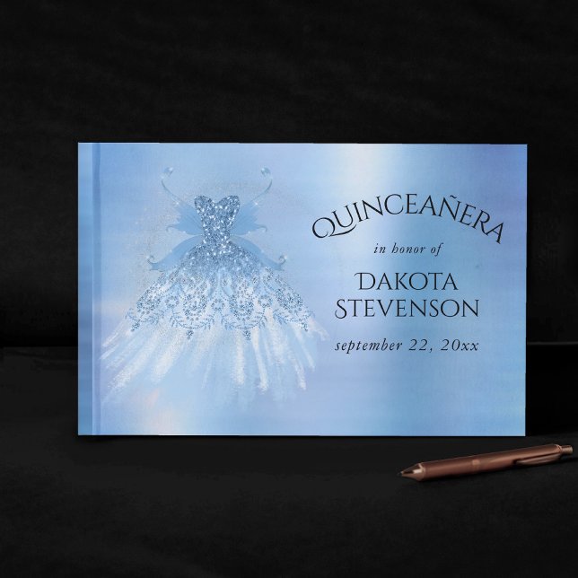 Fairy Wing Ice Gown | Frost Blue Iridescent Sheen Guest Book (Creator Uploaded)