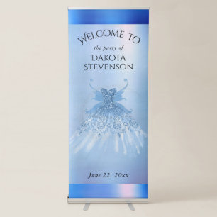 Fairy Wing Ice Gown   Frost Blue Iridescent Sheen Retractable Banner