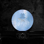 Fairy Wing Ice Gown | Frost Blue Iridescent Sheen Round Clock<br><div class="desc">Modern periwinkle, dusty sky blue pastel and light aqua baby blue holographic iridescent pearlized sheen fantasy decor featuring a glitter diamond dress with funky mystical fairytale luxury princess fairy wings. The design includes a sparkly ball gown enchanted with ethereal magical pixie wings perfect to add a pop of color and...</div>