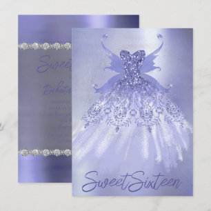 Fairy Wing Lavender Gown   Purple Iridescent Sheen Invitation