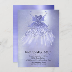 Fairy Wing Lavender Gown   Purple Iridescent Sheen Invitation