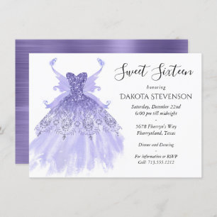 Fairy Wing Lavender Gown Purple Iridescent Sheen Invitation