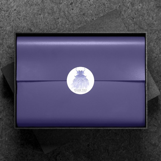 Fairy Wing Lavender Gown | Purple Sheen Thank You Classic Round Sticker (Creator Uploaded)