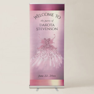 Fairy Wing Mauve Gown   Luxurious Dusty Pink Sheen Retractable Banner